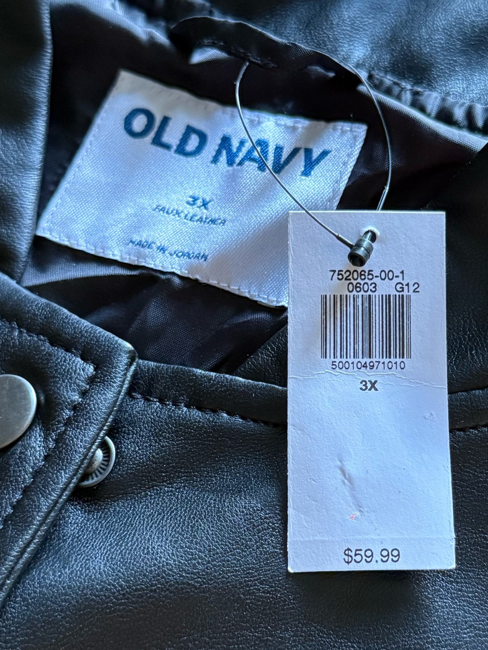 Old Navy Black Faux Leather Snap-Front Jacket